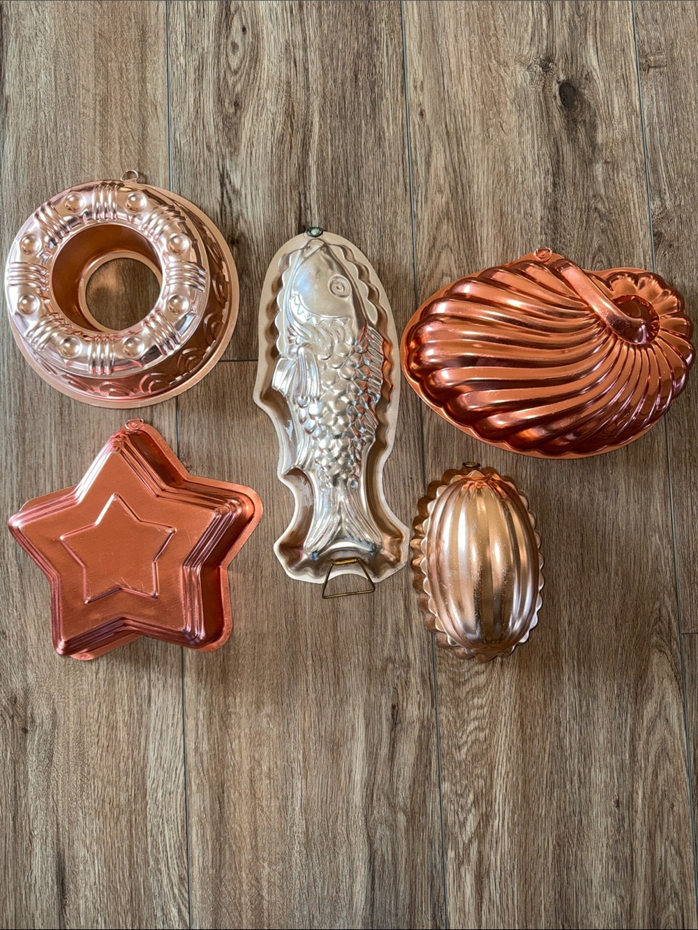 Copper-Tone Decorative Baking Mold Set - 5-Piece